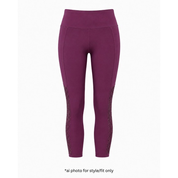 Fabletics Pants - Fabletics Sync Seamless High Waisted 7/8 Leggings Women's S Burgundy Mesh
